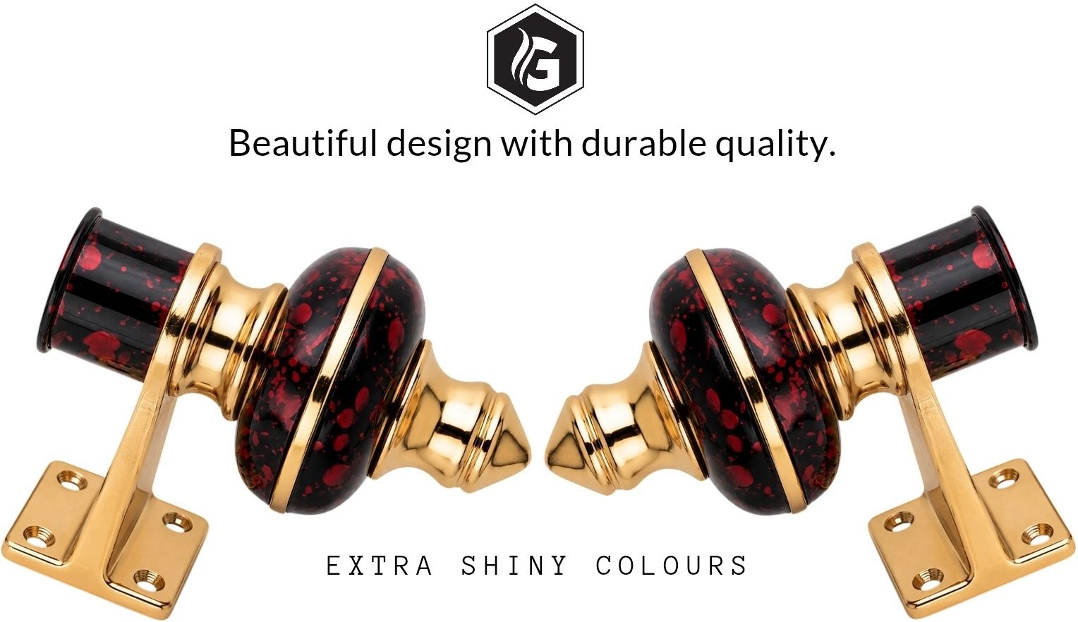 ghazian Red, Black, Gold Curtain Knobs, Rod Rail Bracket Metal-picture-14