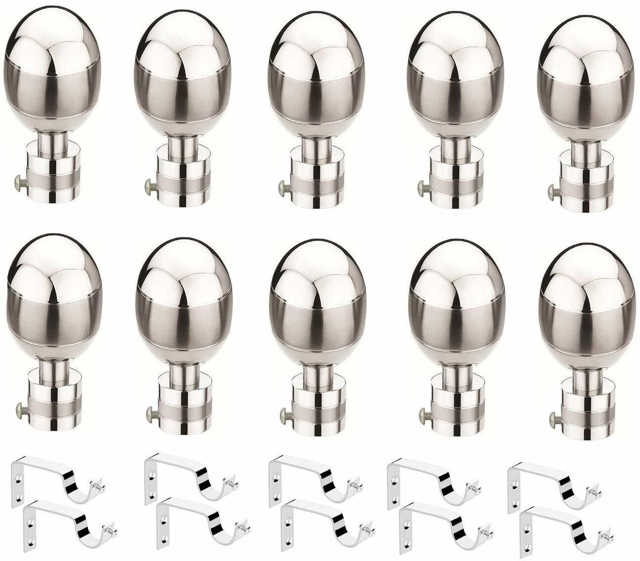 Silver Curtain Knobs, Rod Rail Bracket, Curtain Hooks Metal-image-17