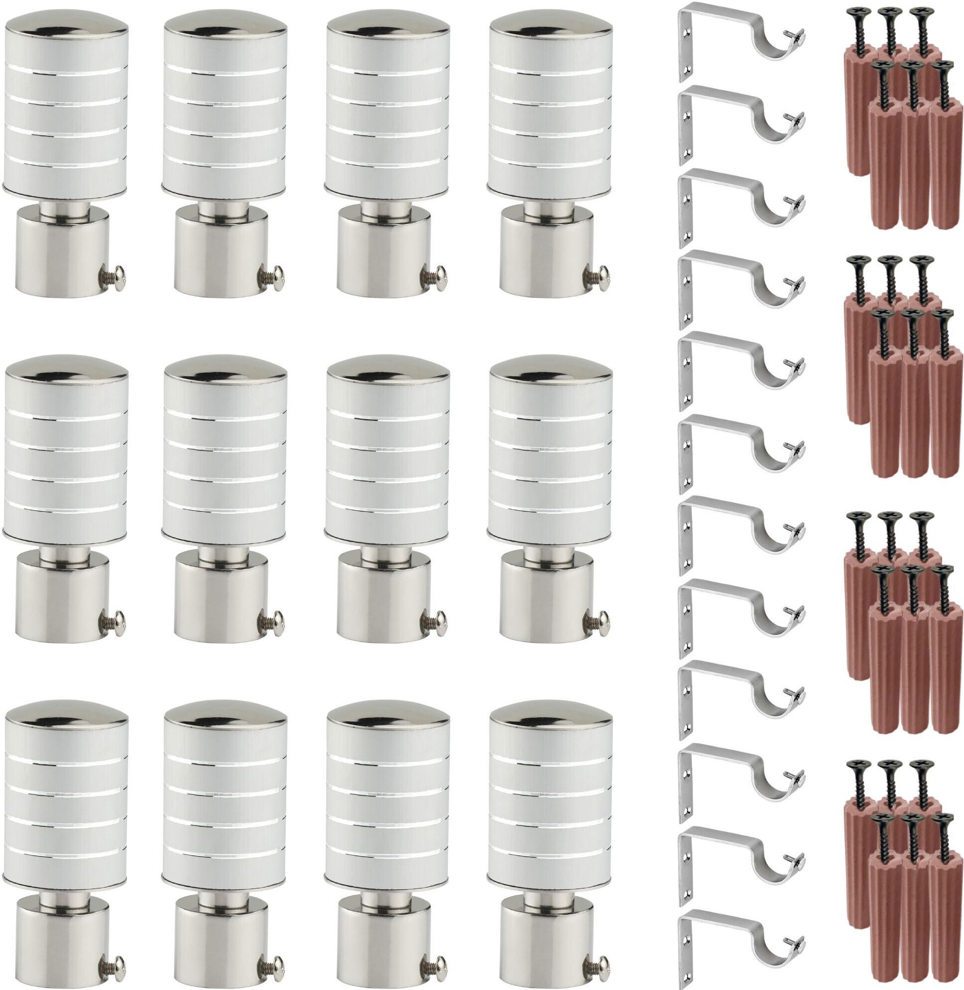 Silver, Grey Rod Rail Bracket, Curtain Knobs, Curtain Hooks Metal-image-28