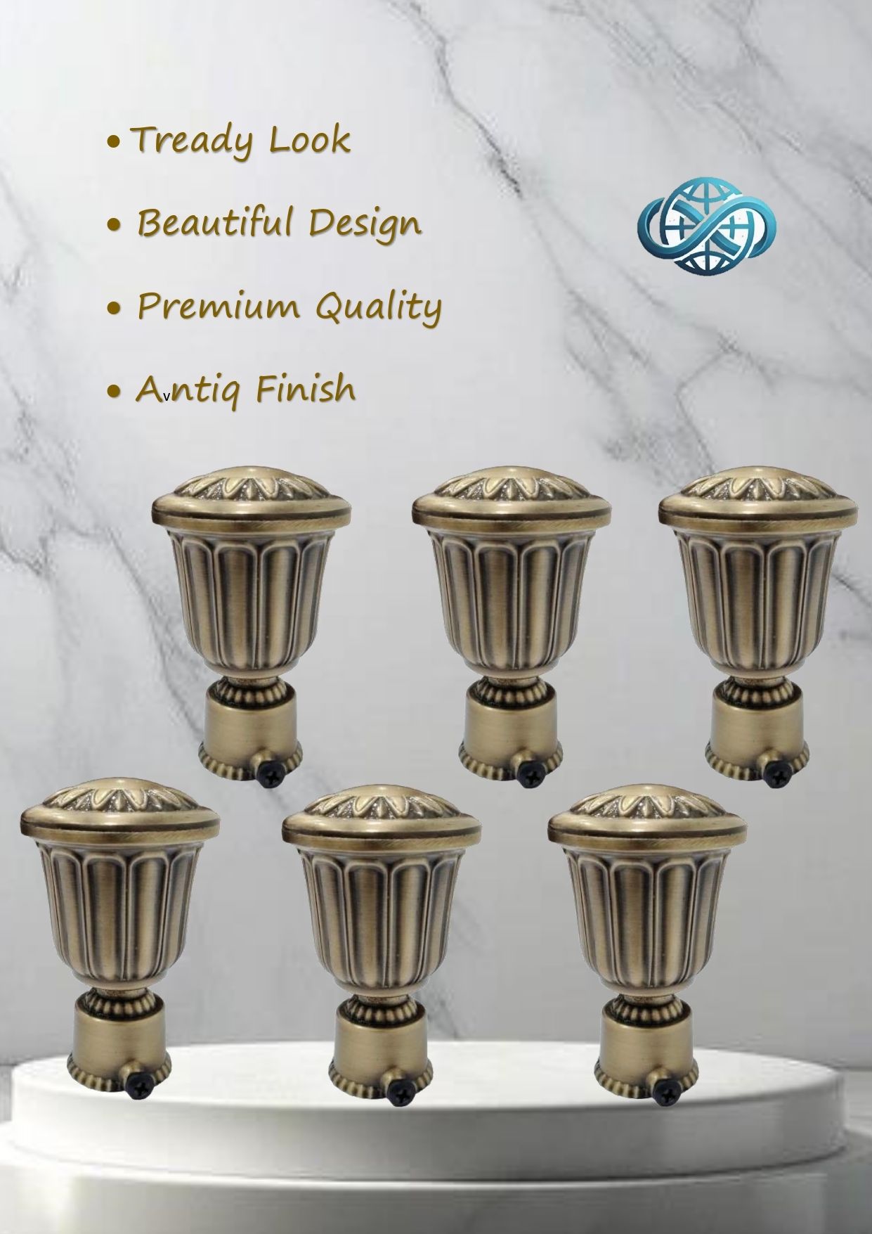 Beige Curtain Knobs Metal-image-10