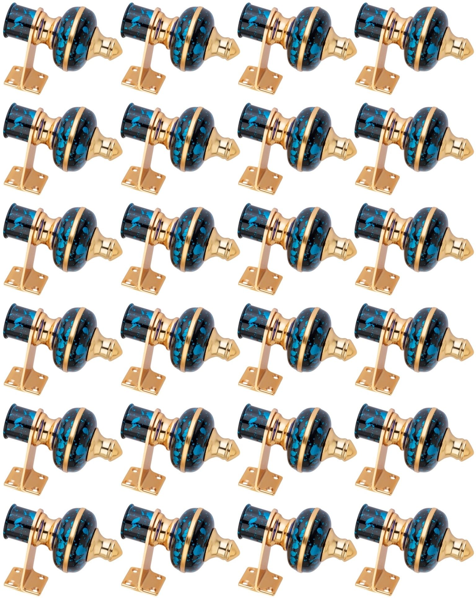 Blue, Black, Gold Curtain Knobs, Rod Rail Bracket Metal-image-46