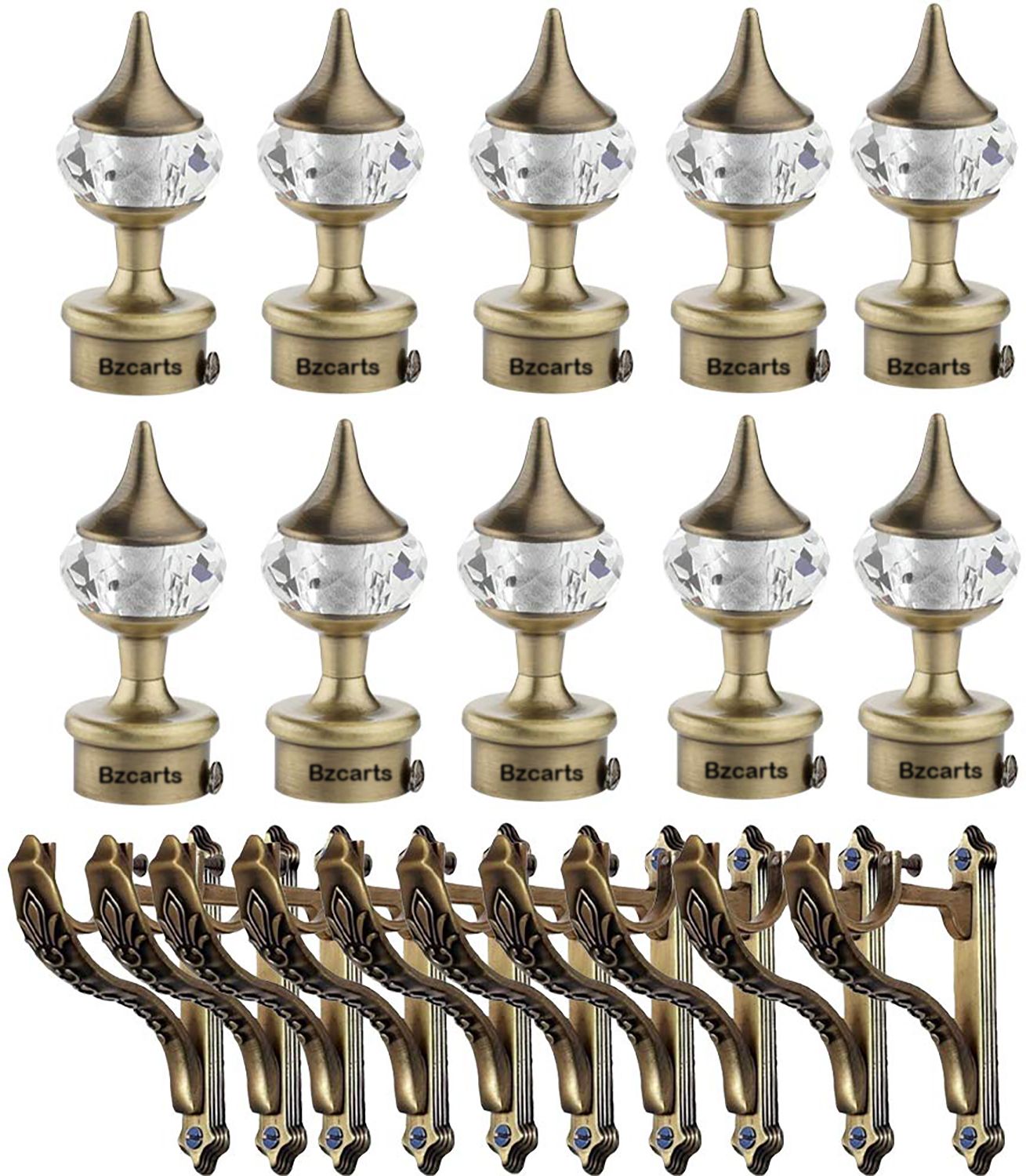 bzcarts Beige Curtain Knobs, Rod Rail Bracket, Curtain Rods, Tieback Hook Metal-picture-0