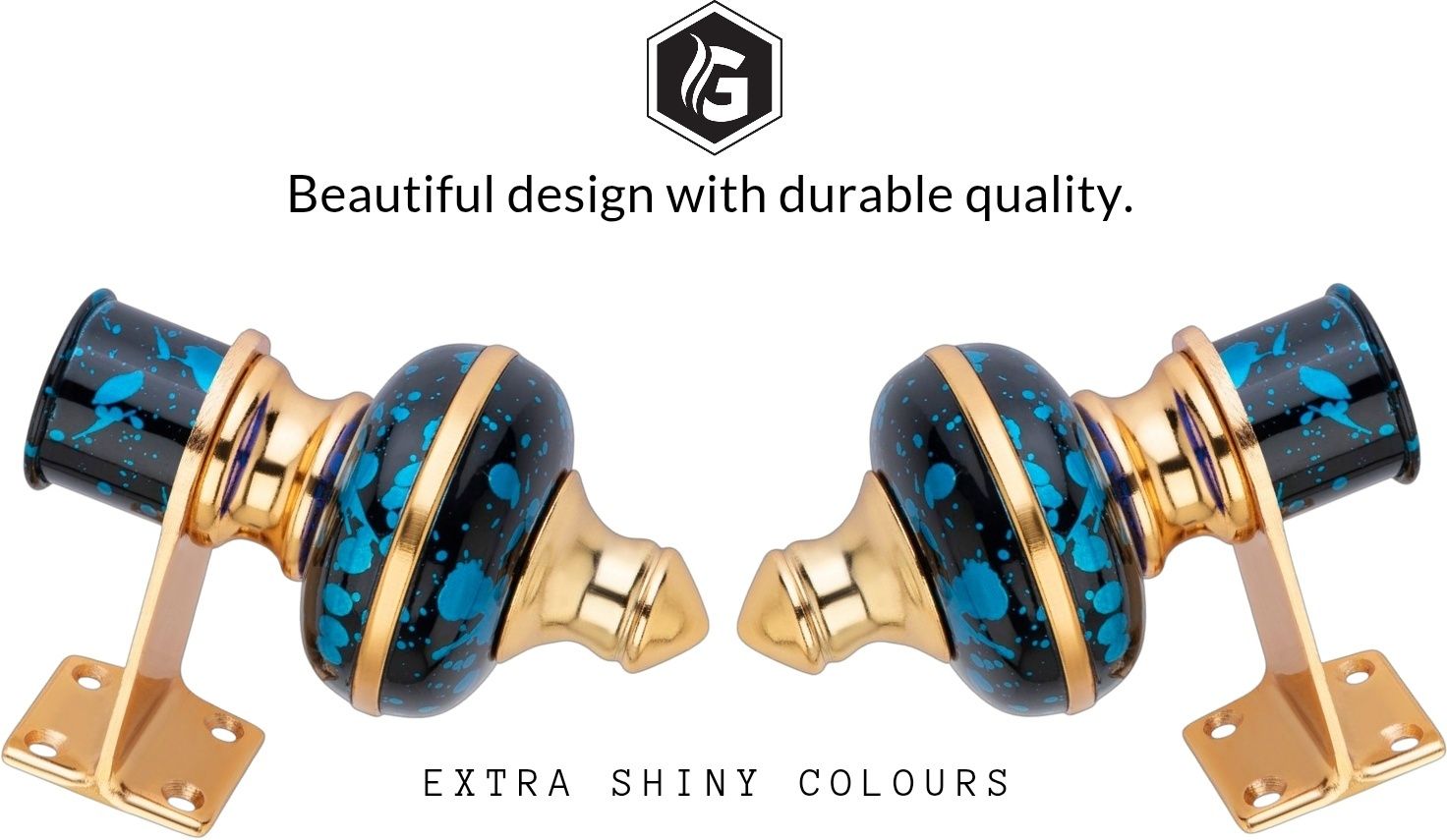 ghazian Blue, Black, Gold Curtain Knobs, Rod Rail Bracket Metal-picture-13