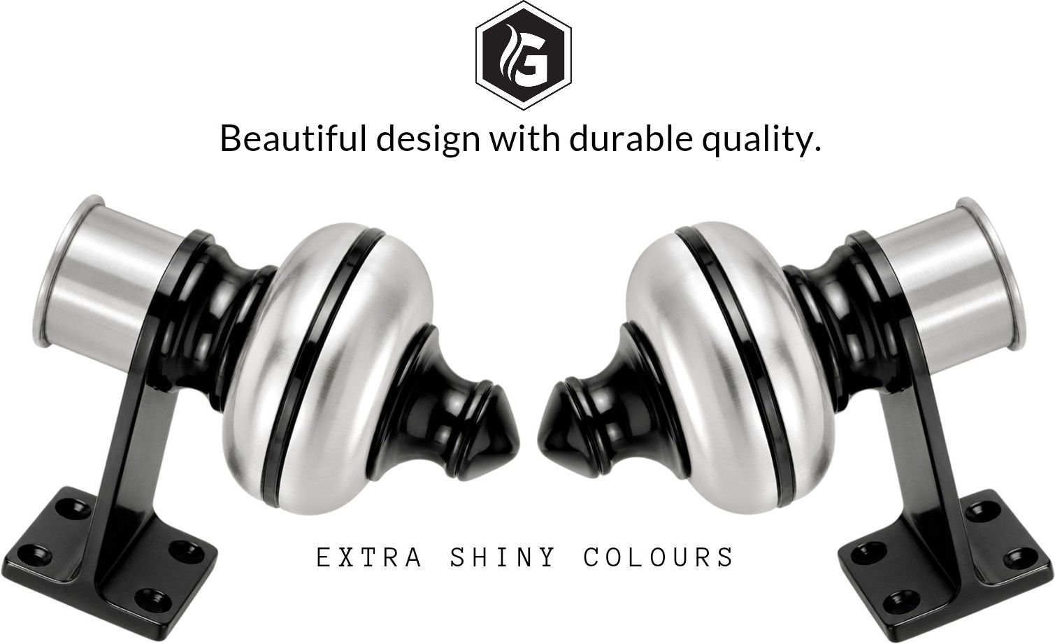 ghazian Silver, Black Curtain Knobs, Rod Rail Bracket Metal-picture-6