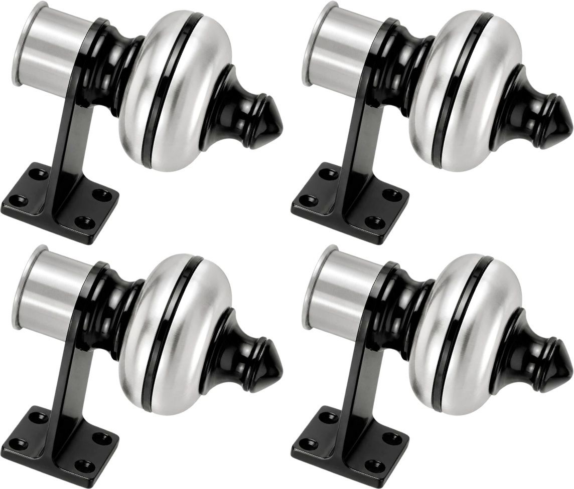 ghazian Silver, Black Curtain Knobs, Rod Rail Bracket Metal-picture-1