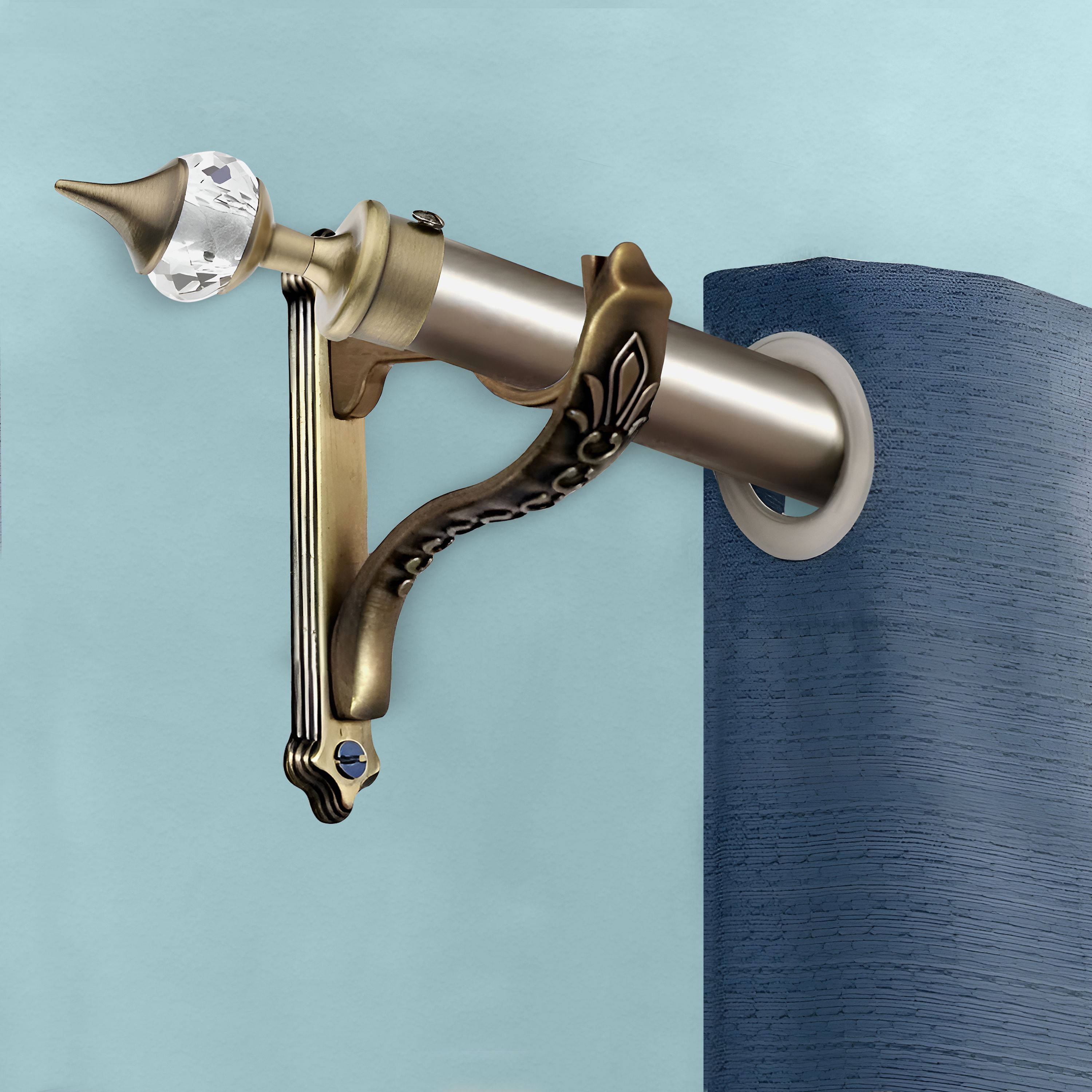 Gold Curtain Knobs, Curtain Rods, Curtain Hooks, Rod Rail Bracket-image-6