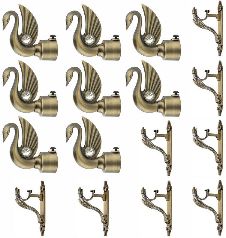 gloxy Gold Rod Rail Bracket, Curtain Knobs, Curtain Hooks, Curtain Rods Metal-picture-12