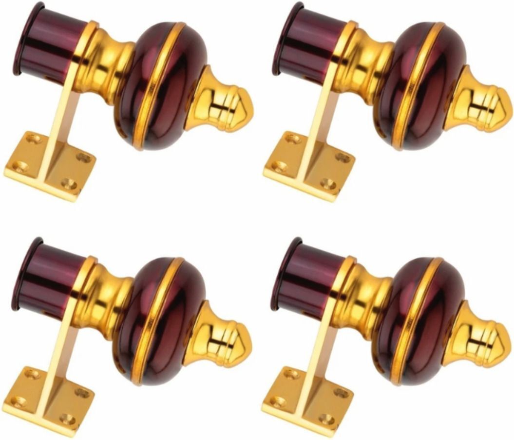 Gold, Maroon Curtain Knobs, Curtain Rods, Rod Rail Bracket, Tassels Metal-image-45