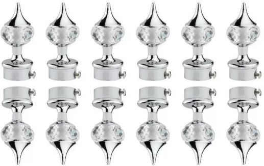 helenson Silver Curtain Knobs, Rod Rail Bracket Metal-picture-27