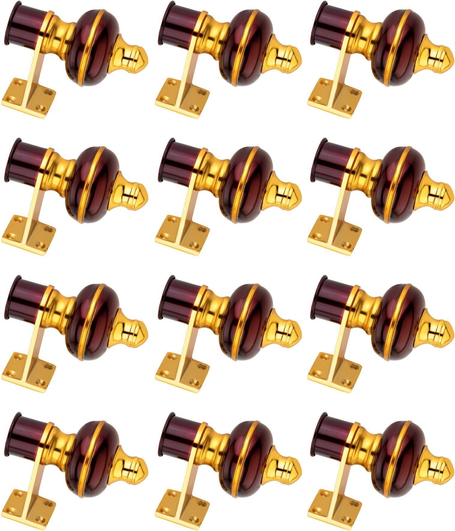 Maroon, Gold Curtain Knobs, Rod Rail Bracket Metal-image-31