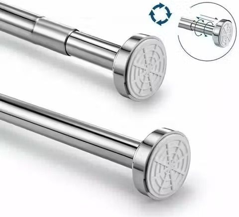 Silver Curtain Rods Metal-image-1