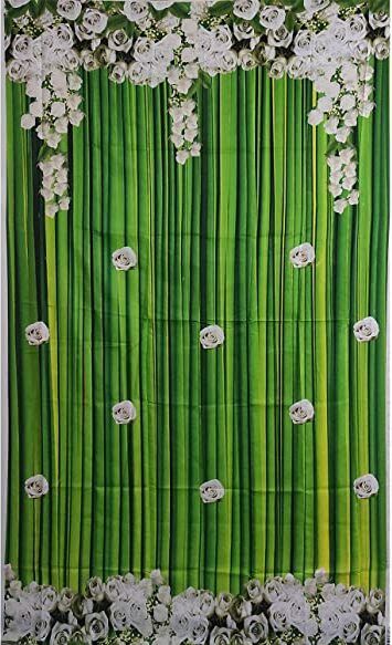Bamboo and pink flower Backdrop Background size 5ft Hight & 8ft Width Curtain Fabric-image-30