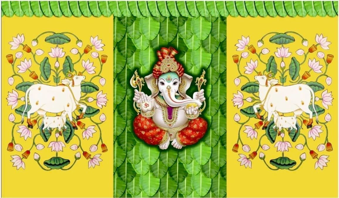 anu collection Lord Ganesha Digital Printed Curtain Backdrop Cloth/4 Curtain Fabric-picture-32