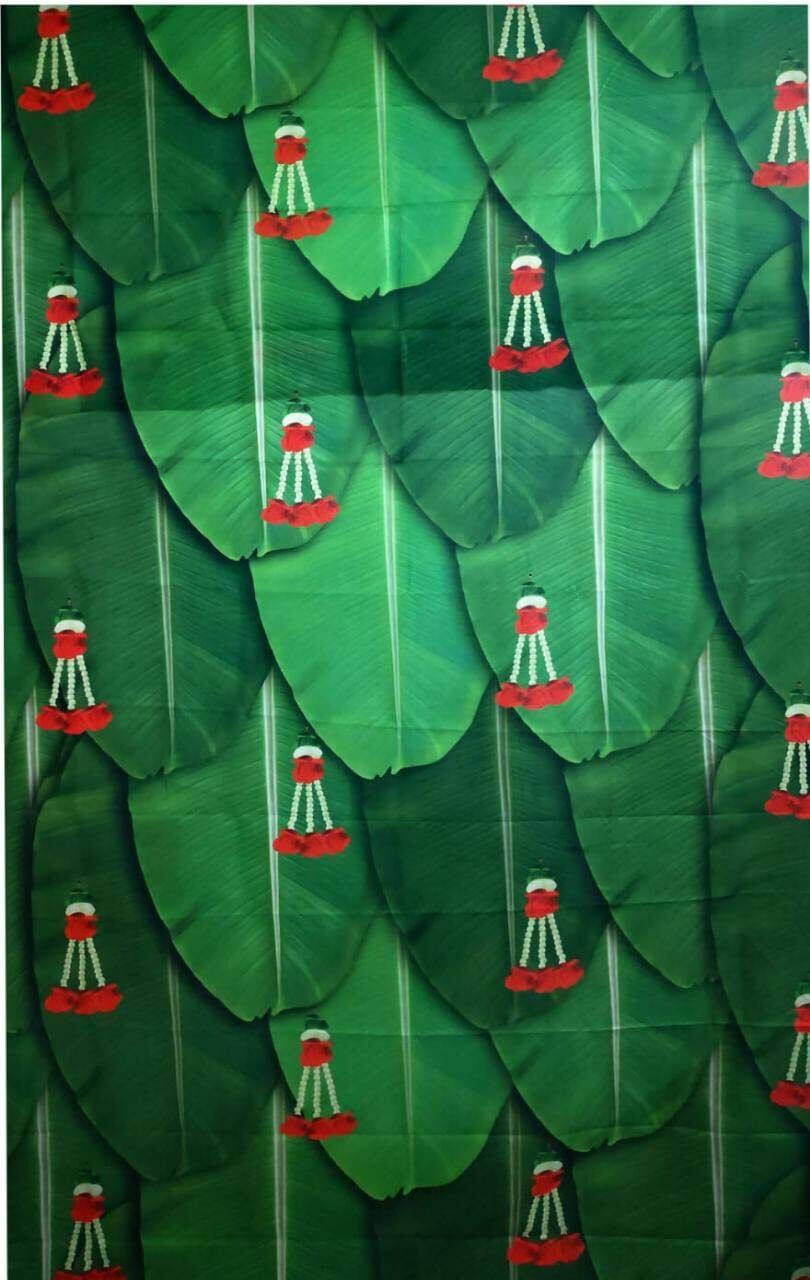 Banana Leaf Decoration Cloth Size (5 x 8) feet Decoration Cloth Red Flower Curtain Fabric-image-6