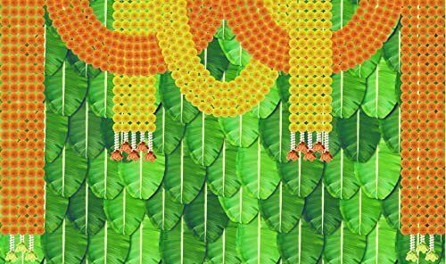 anu collection Marigold Backdrop Background Decorative size 5ft Hight & 8ft Width/4 Curtain Fabric-picture-12