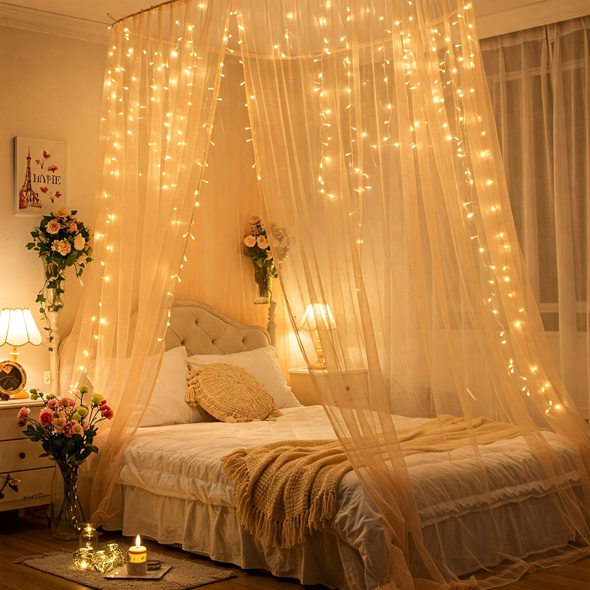 specialyou.in Canopy Tent Decoration, Bedroom Decoration, Aesthetic Room Decor, Backdrop Decor Curtain Fabric-picture-24