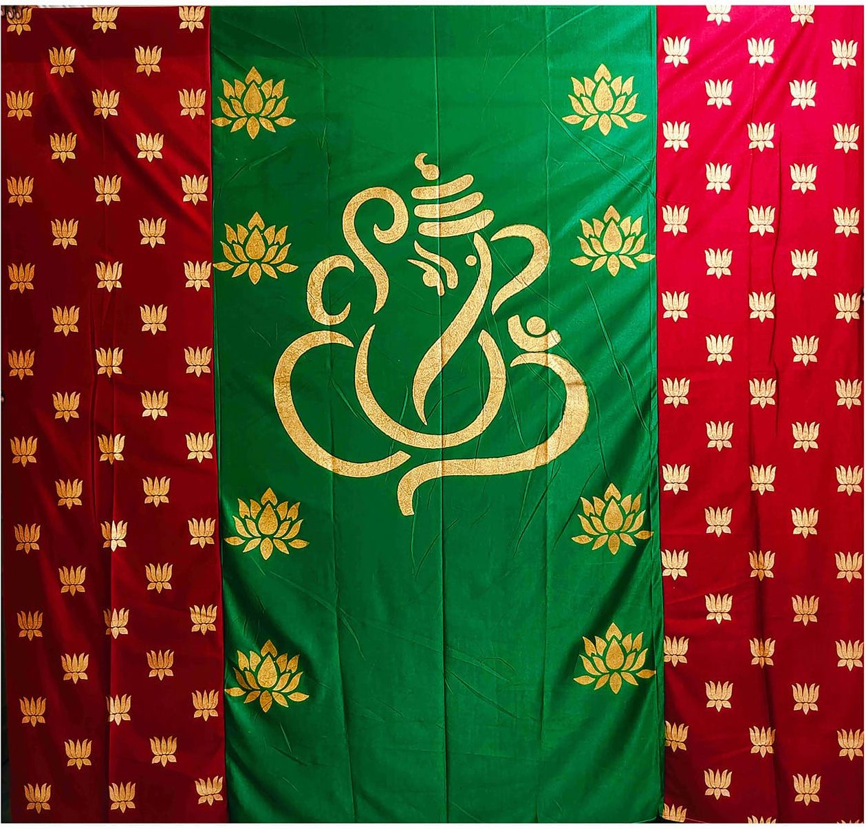 Elegant Lord Ganesh Wall Hanging Backdrop Decor size 5ft Hight & 8ft Width Curtain Fabric-image-35