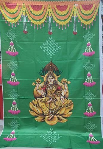 Goddess lakshmi backdrop Wall Decoration size 5ft Hight & 8ft Width Curtain Fabric-image-29