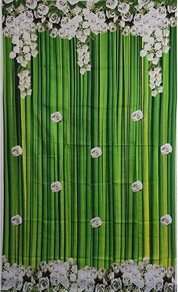 Bamboo and pink flower Backdrop Background size 5ft Hight & 8ft Width/4 Curtain Fabric-image-37