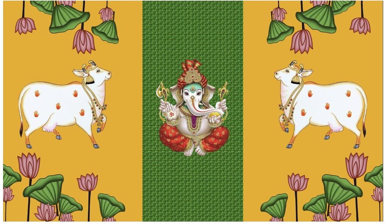 anu novelties Ganesh printed House Function Ganesh Festival special. 8 * 5 Curtain Fabric-picture-14