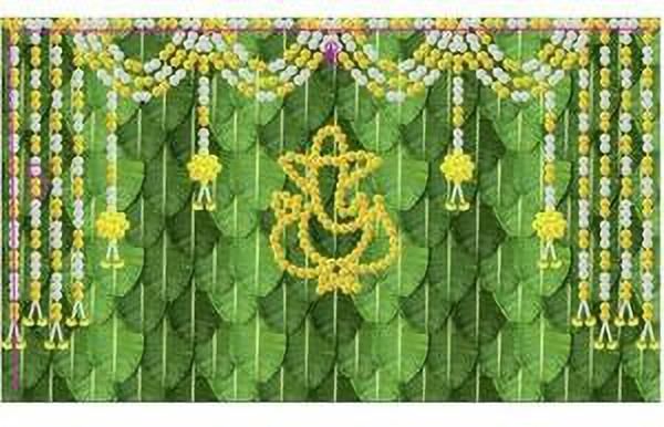 Load Ganesh Puja Room Background Cloth with Vibrant Colors Curtain Fabric-image-10