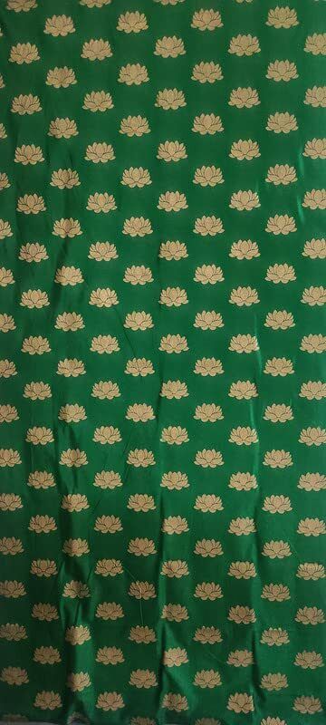 green Background with gold lotus print Backdrop size 5ft Hight & 8ft Width Curtain Fabric-image-32