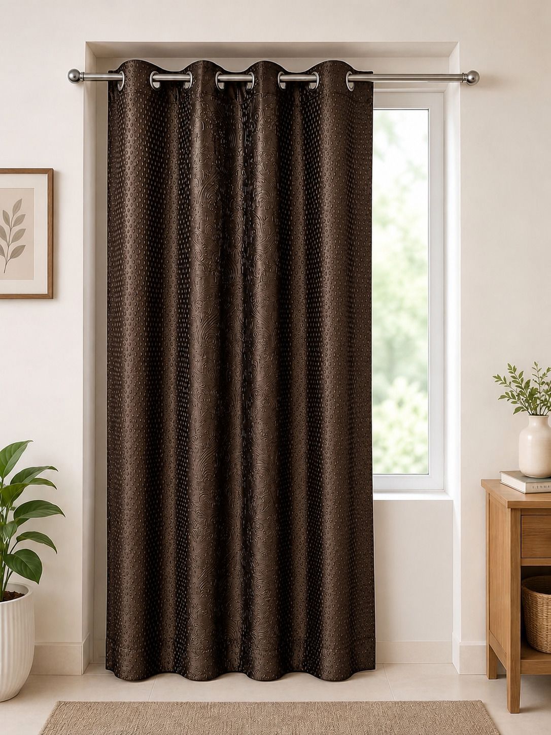 ramenterprises window brown curtain pack 1 pc Curtain Fabric-picture-18