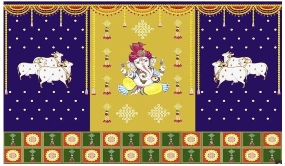 anu novelties Ganesh printed Special Size 5 Feet Height 8 Feet Ganesh Festival Special Curtain Fabric-picture-18