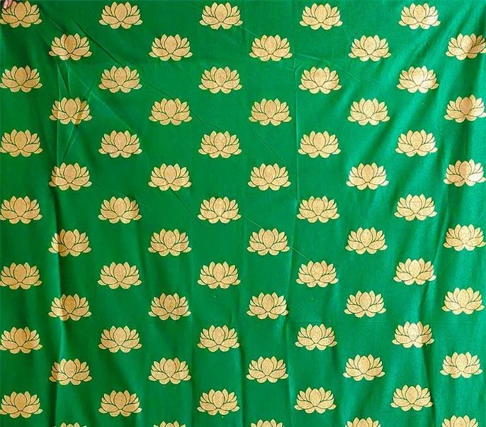 Soft Shiny Crush Satin Lotus Design Backdrop Cloth for Decoration - Green Curtain Fabric-image-1