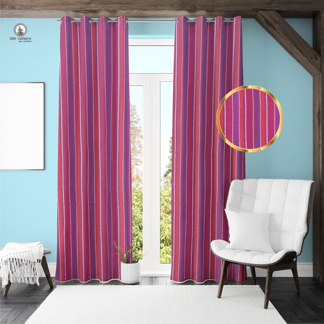 sri varahi new cotton Purple 47 Curtain Fabric-picture-32
