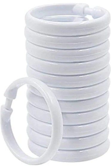 White Curtain Rings, Curtain Hooks (Pack of 12) Curtain Ring with Hook-image-2