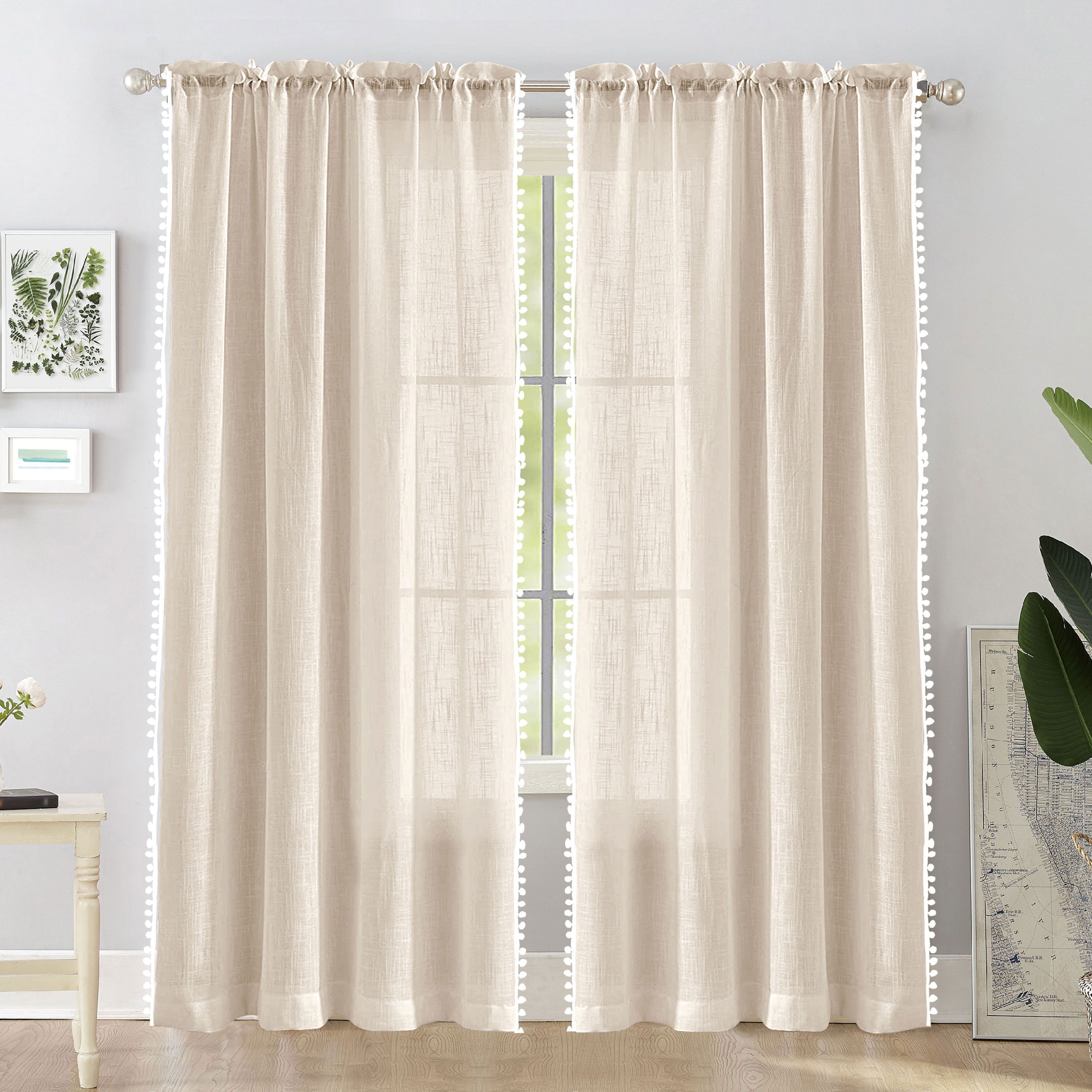 213 cm (7 ft) Door Cotton Transparent Curtain (Pack Of 2)