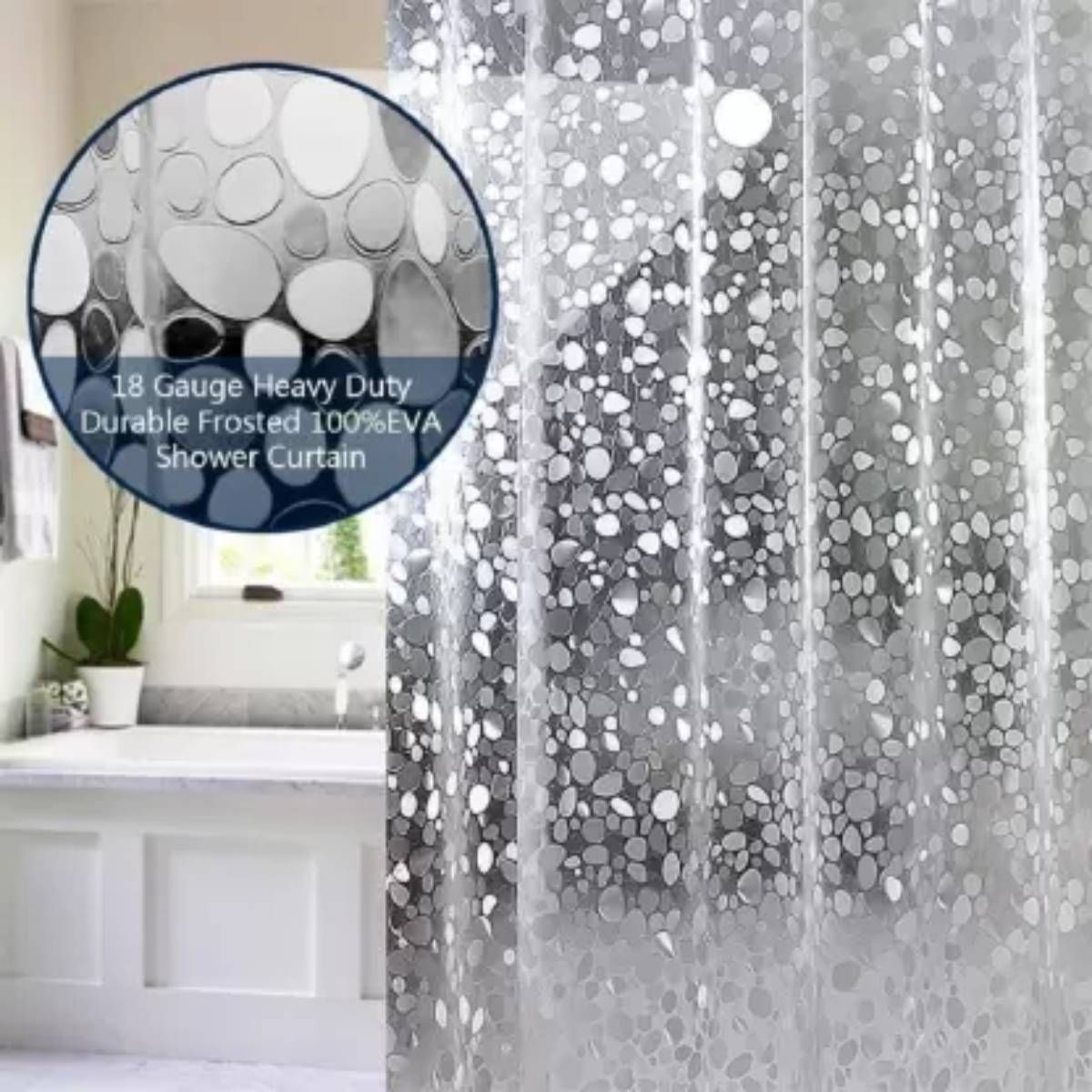 214 cm (7 ft) Shower PVC Semi Transparent Curtain Single Curtain-image-11