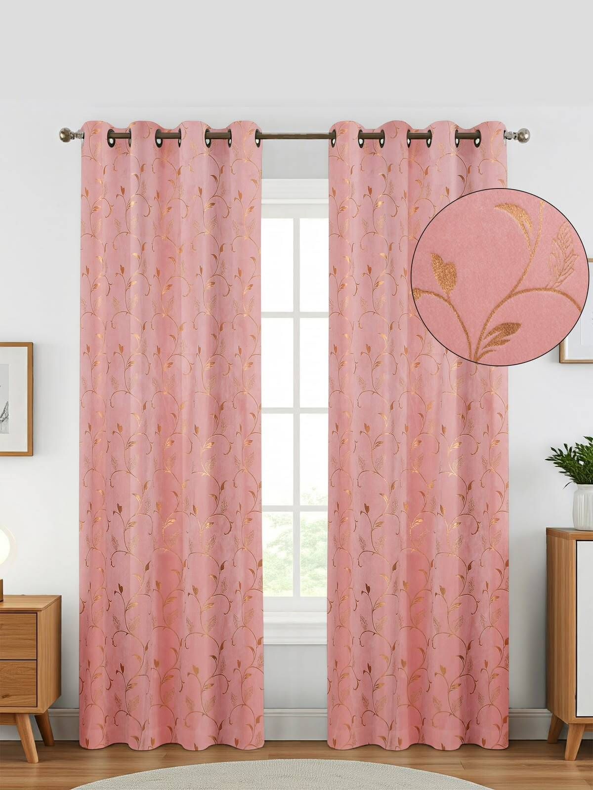 nabhya 213.36 cm (7 ft) Door Velvet Room Darkening Curtain (Pack Of 2)-picture-24