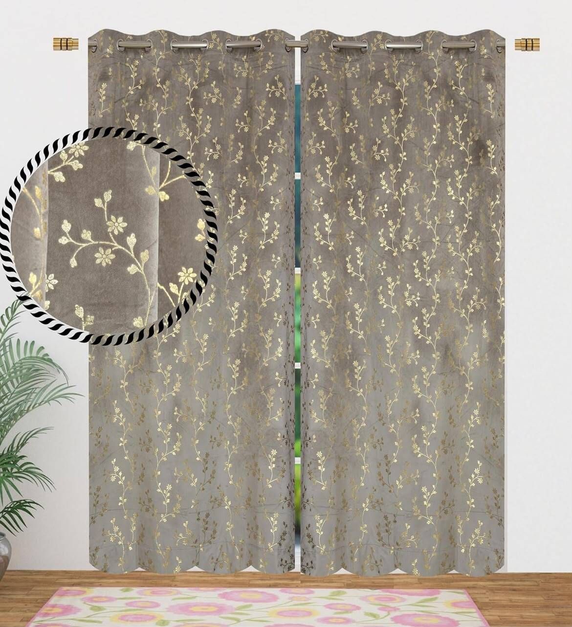 shopgallery 274 cm (9 ft) Long Door Velvet Room Darkening Curtain (Pack Of 2)-picture-28