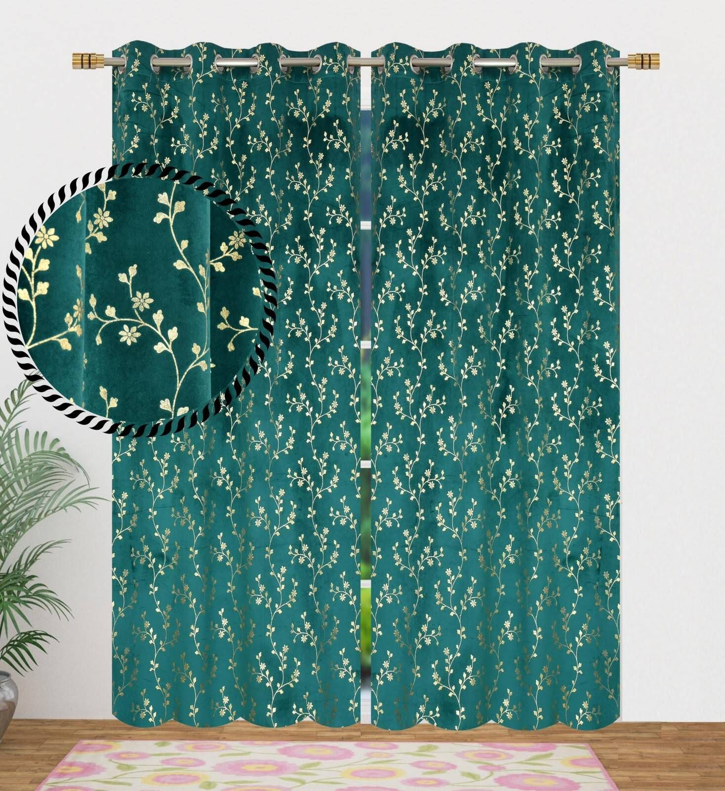 shopgallery 274 cm (9 ft) Long Door Velvet Room Darkening Curtain (Pack Of 2)-picture-42