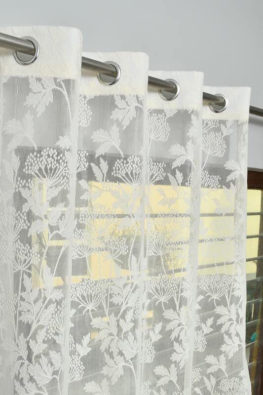 152 cm (5 ft) Net Transparent Window Curtain Single Curtain-image-33