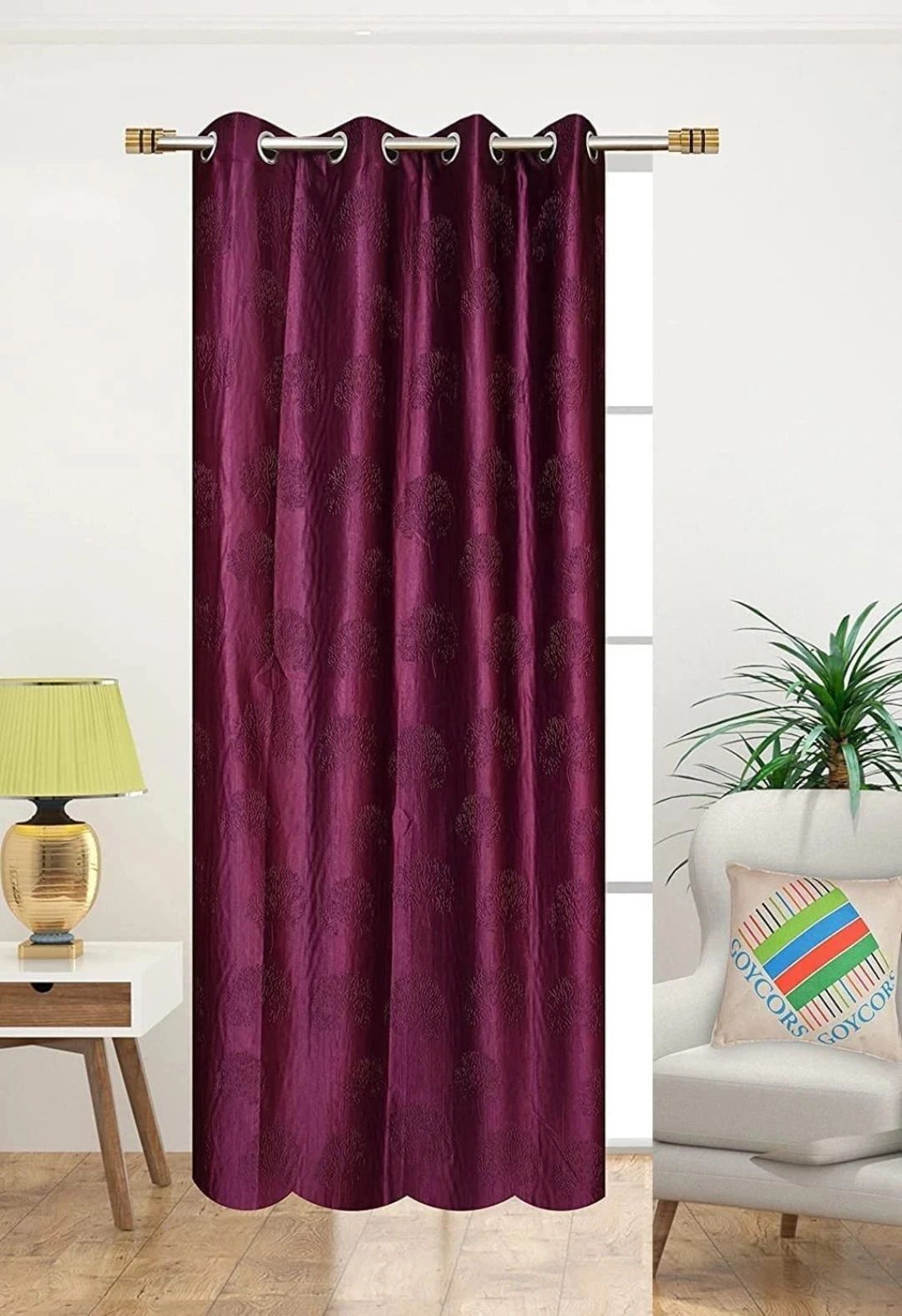 210 cm (7 ft) Door Polycotton Room Darkening Curtain Single Curtain-image-48
