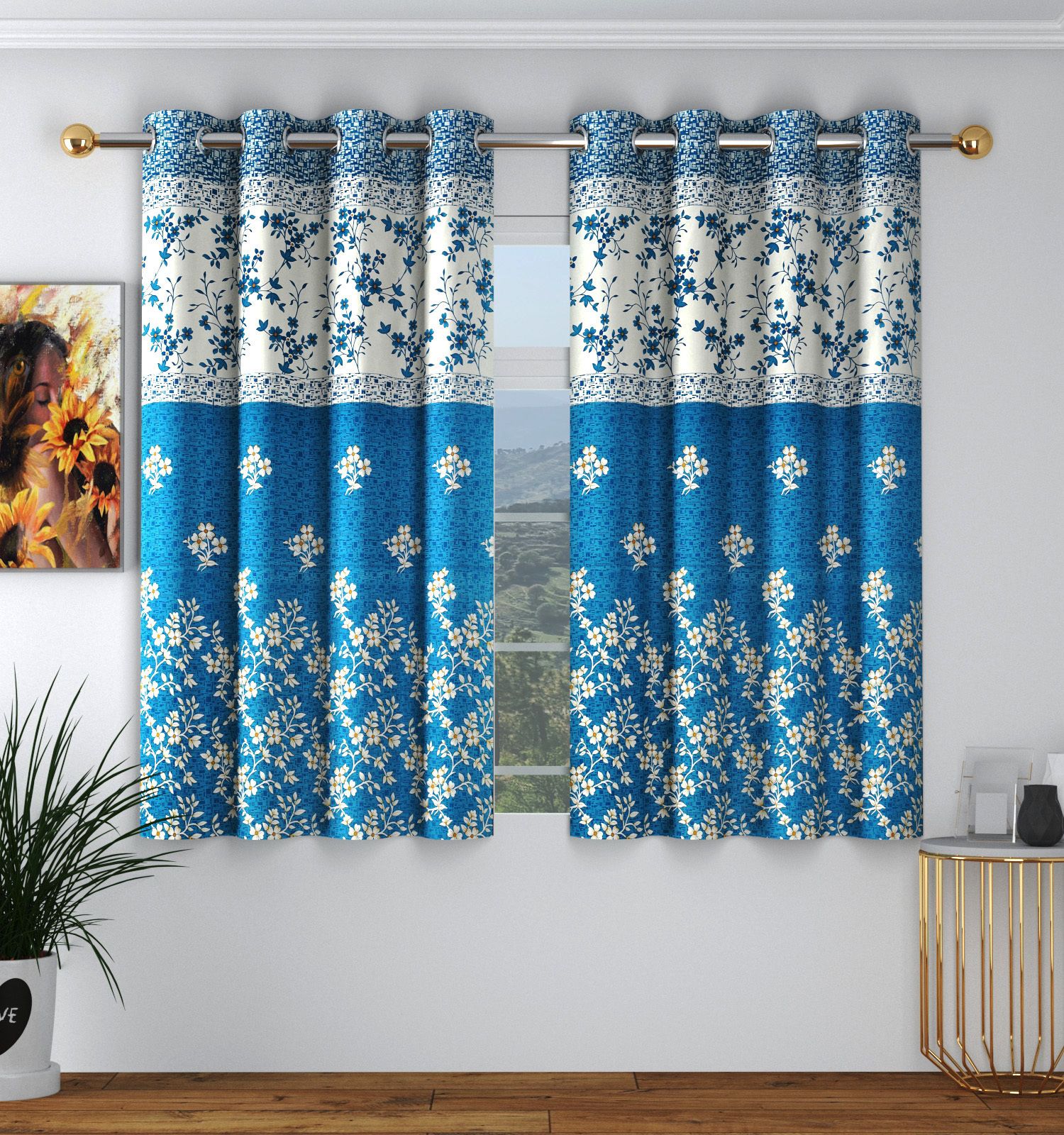 panipat textile hub 153 cm (5 ft) Polyester Semi Transparent Window Curtain (Pack Of 2)-picture-15