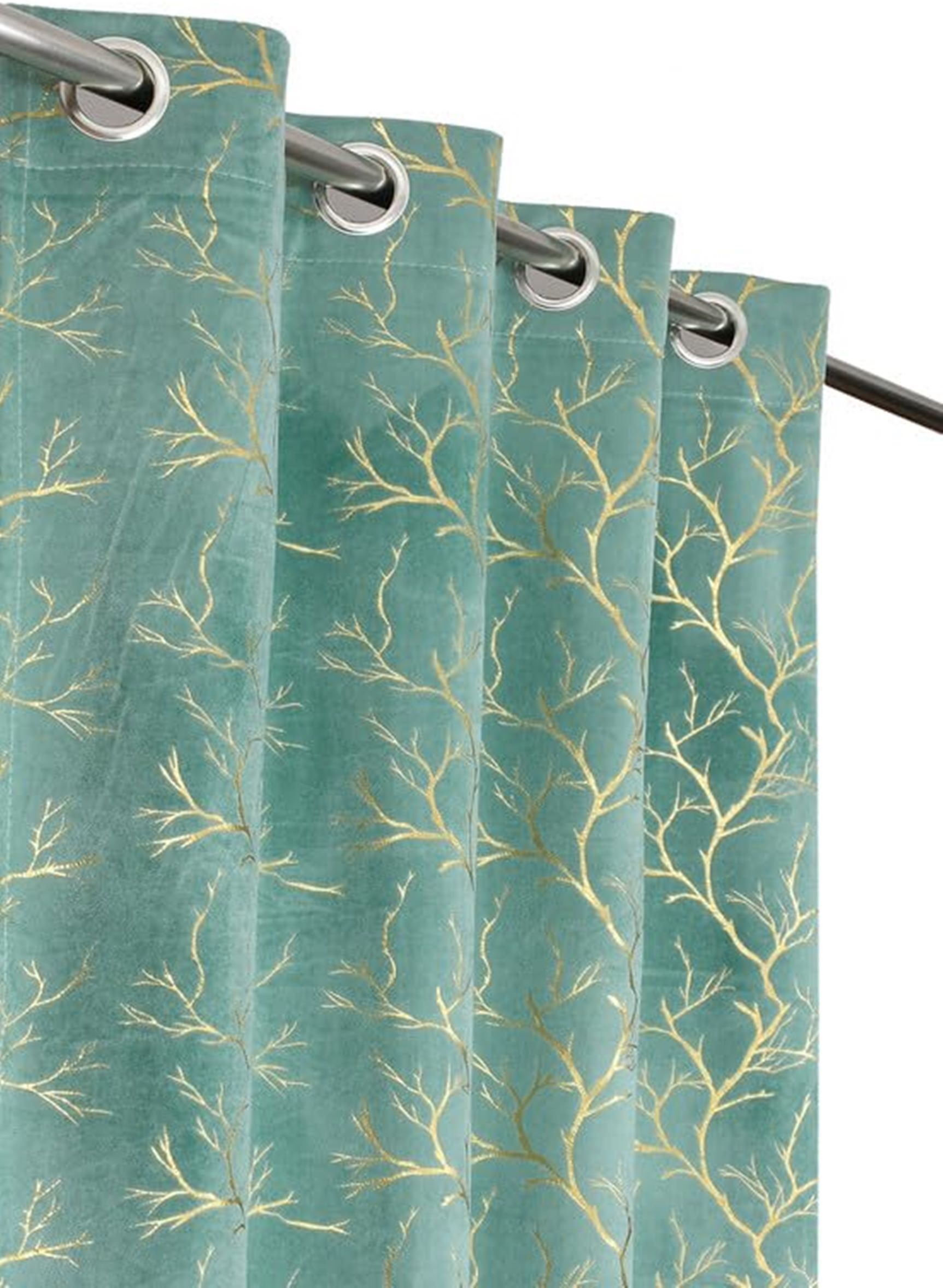 153 cm (5 ft) Velvet Room Darkening Window Curtain (Pack Of 2)-image-8