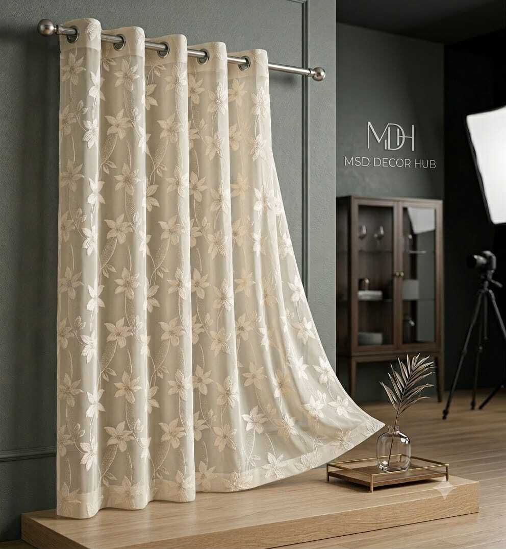 152 cm (5 ft) Window Net Transparent Curtain Single Curtain-image-3