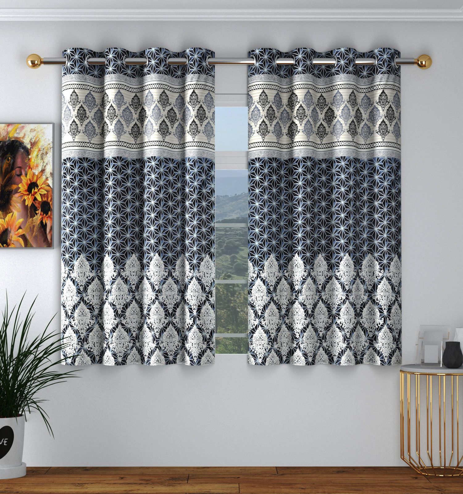 panipat textile hub 153 cm (5 ft) Polyester Semi Transparent Window Curtain (Pack Of 2)-picture-14