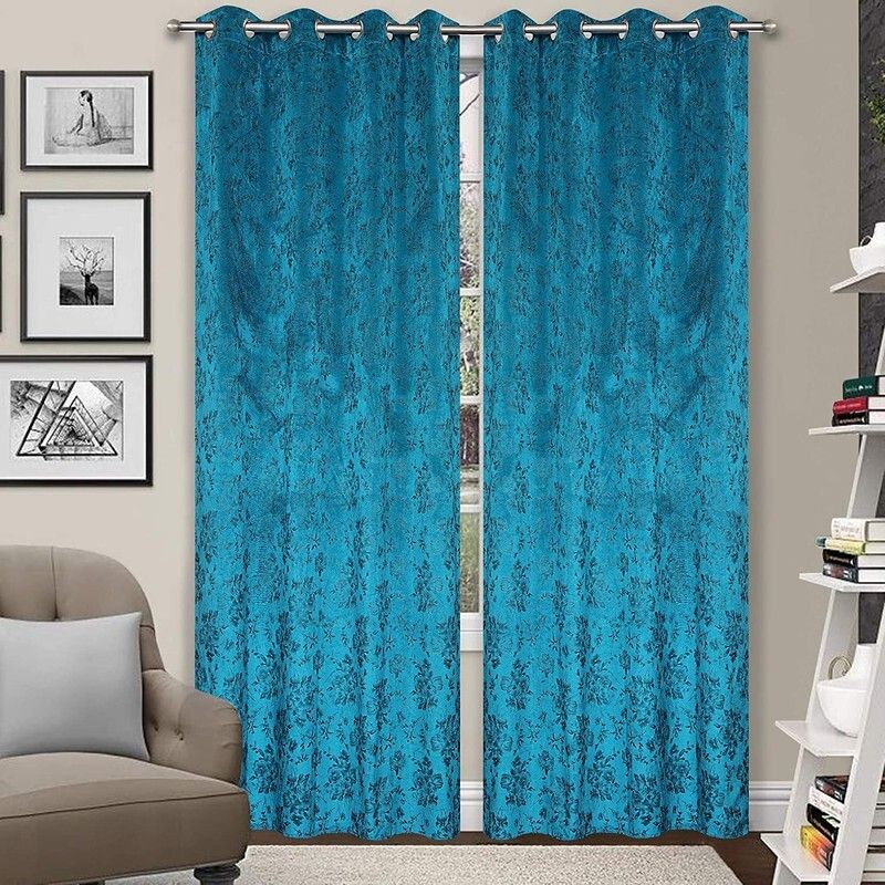 kraftiq homes 152 cm (5 ft) Velvet Room Darkening Window Curtain (Pack Of 2)-picture-10