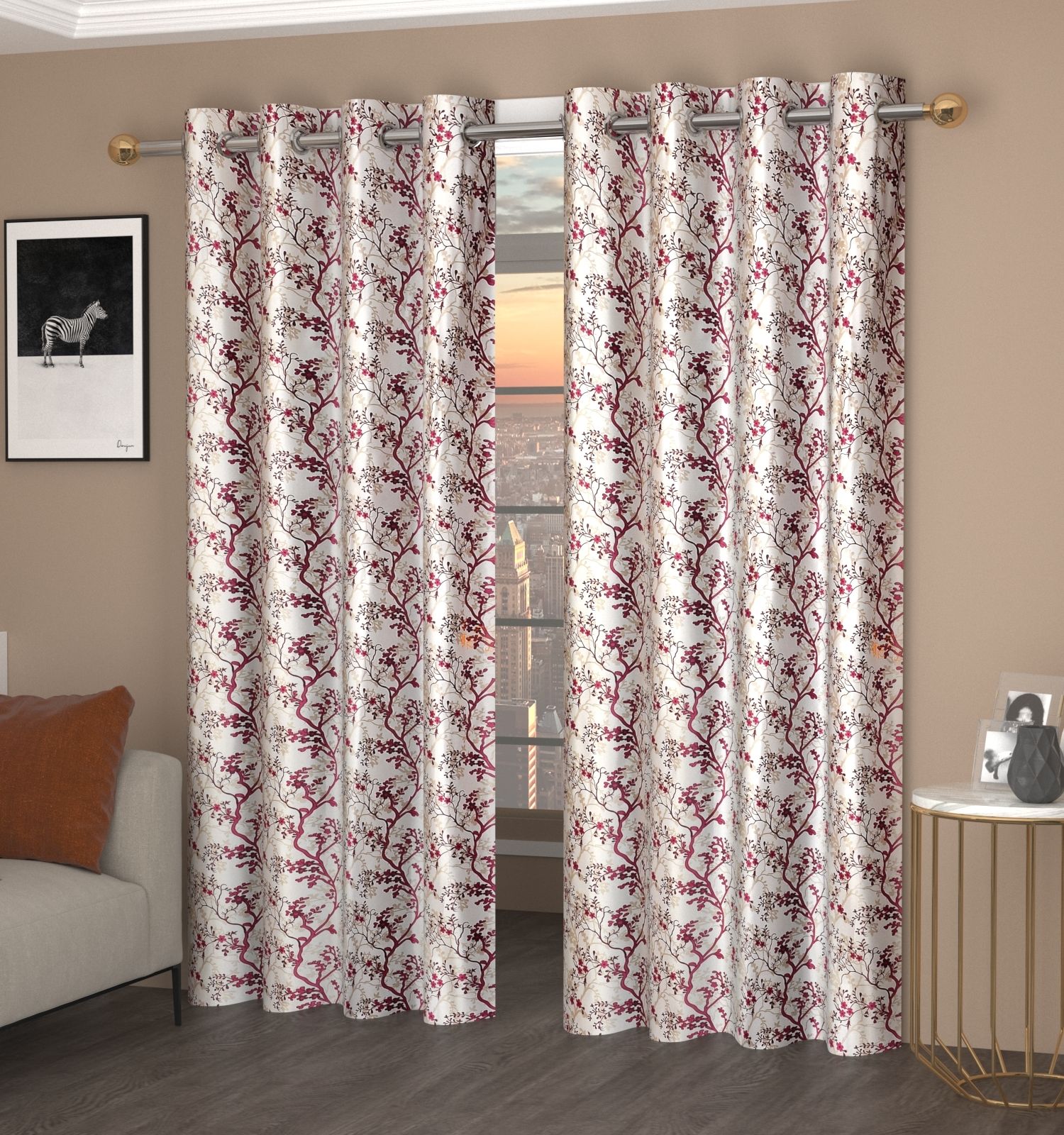 panipat textile hub 153 cm (5 ft) Polyester Semi Transparent Window Curtain (Pack Of 2)-picture-23