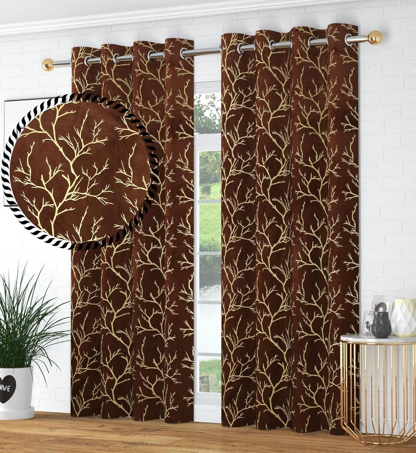 gupps 213 cm (7 ft) Door Velvet Semi Transparent Curtain (Pack Of 2)-picture-24