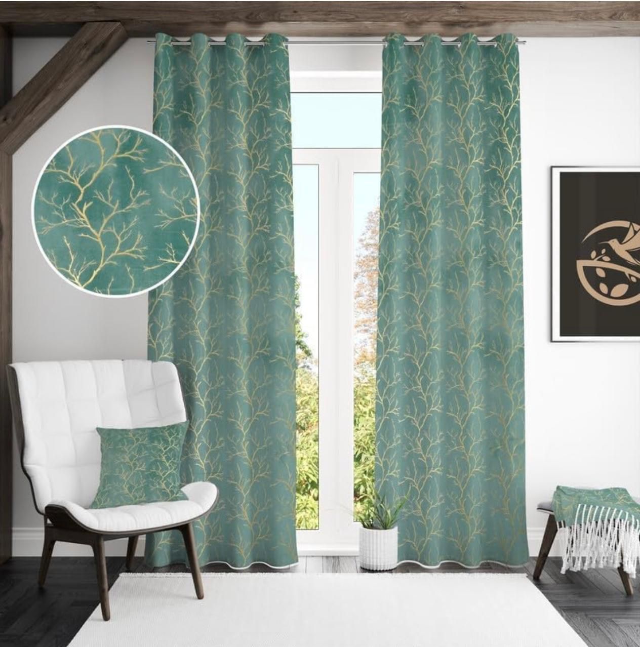 274 cm (9 ft) Long Door Velvet Room Darkening Curtain (Pack Of 2)-image-46