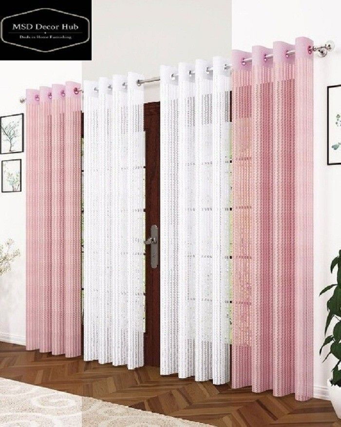274 cm (9 ft) Long Door Polyester Transparent Curtain (Pack Of 4)-image-31