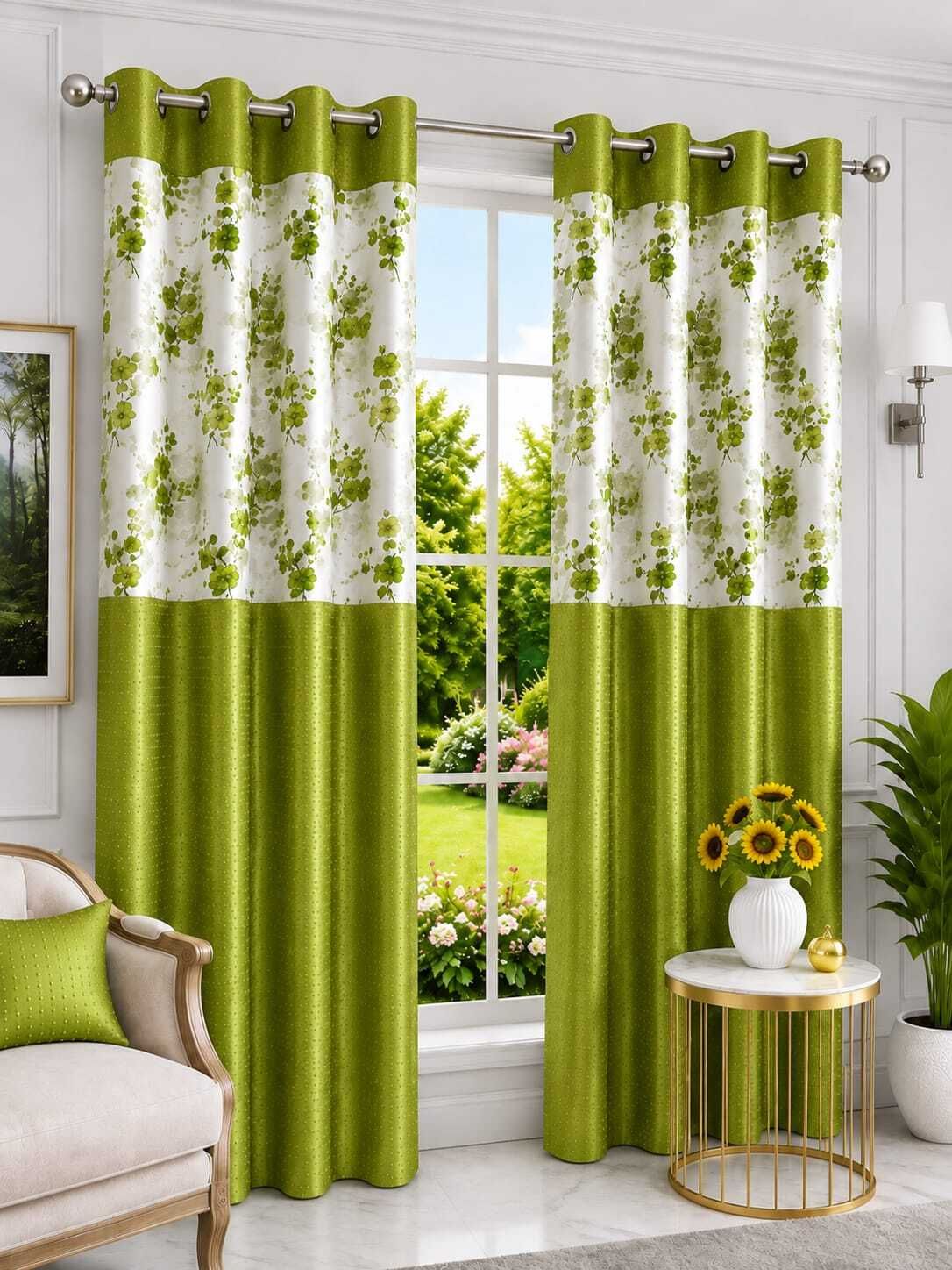 213 cm (7 ft) Door Cotton Room Darkening Curtain Single Curtain-image-31