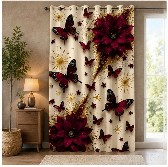 214 cm (7 ft) Door Polyester Room Darkening Curtain Single Curtain-image-2