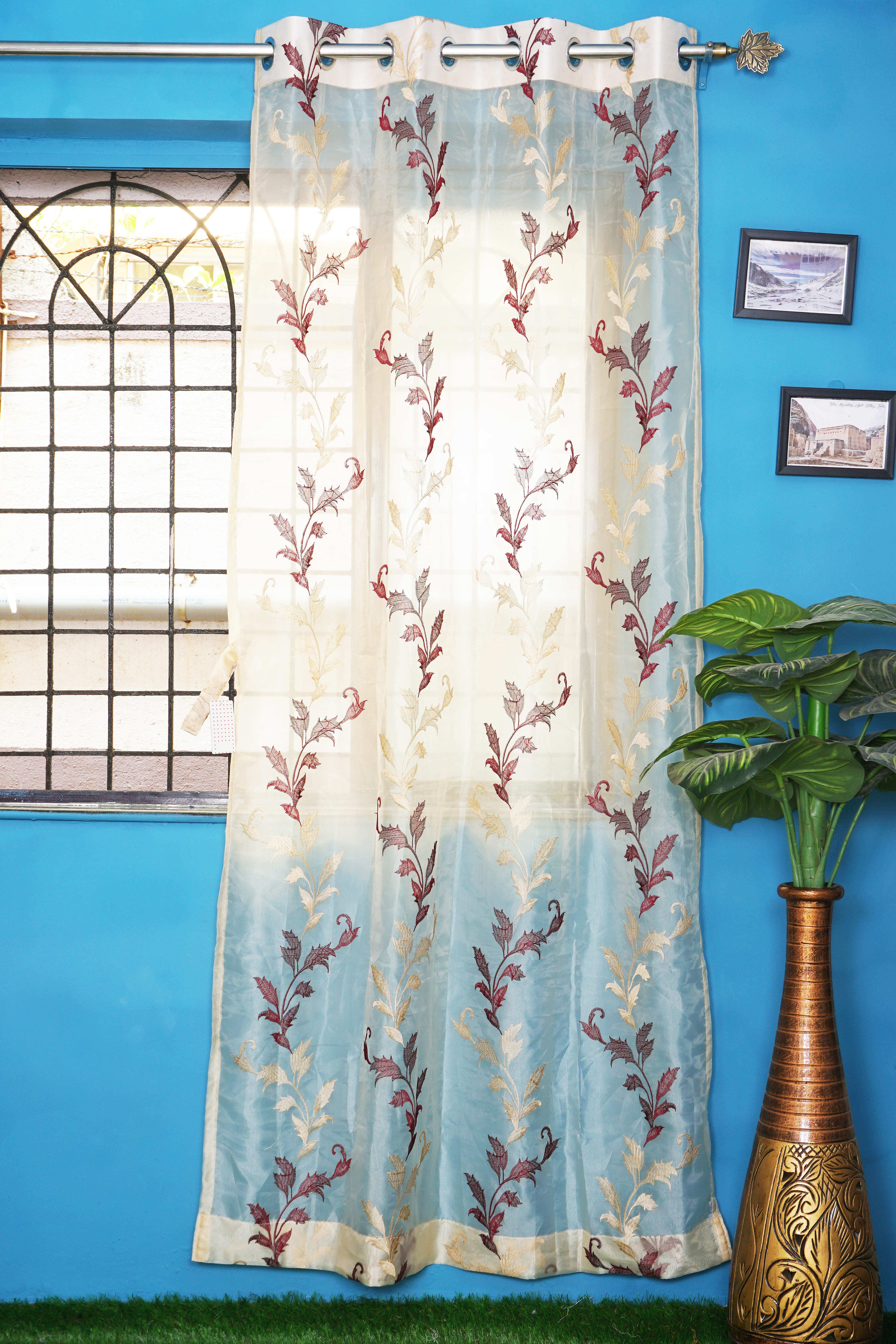 parda online 274.32 cm (9 ft) Long Door Polyester Transparent Curtain Single Curtain-picture-1